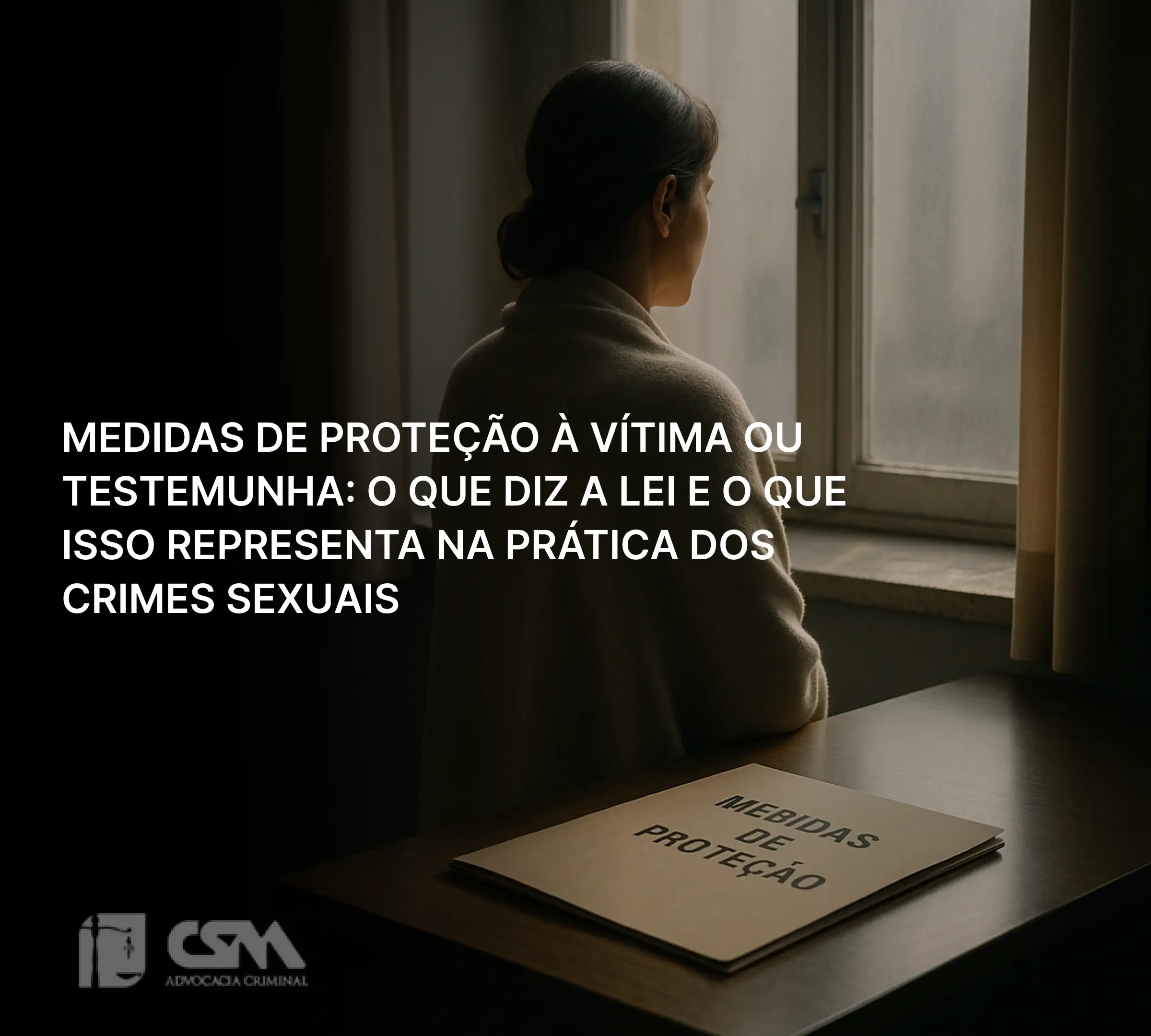Advogado criminal em Goiânia analisando um documento sobre medidas de proteção à vítima.